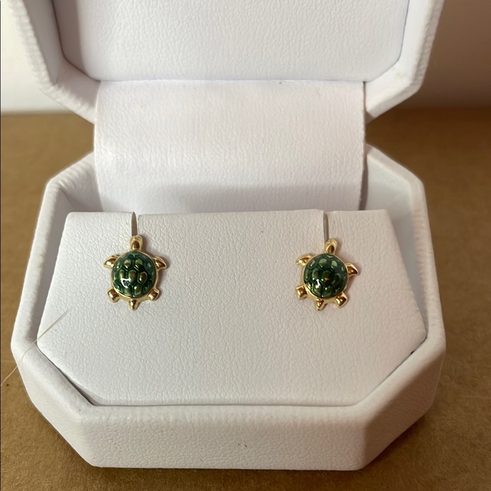 Green Turtle Earrings